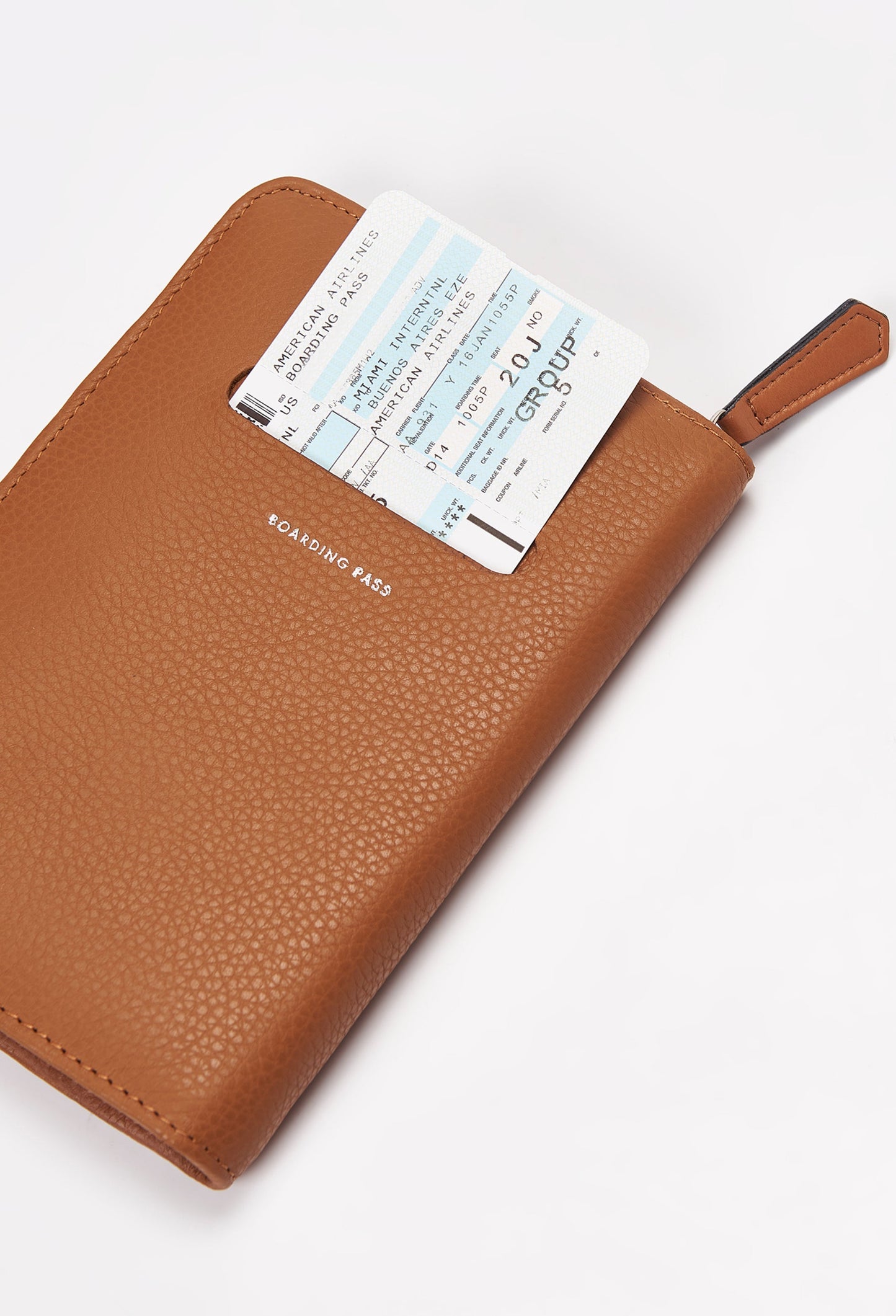 Leather Passport Holder - Tan